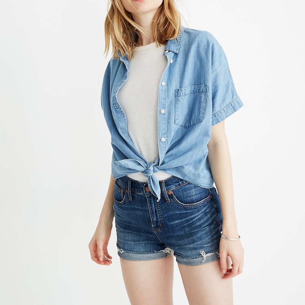 Madewell High-Rise Denim Shorts in Glenoaks Wash: Cutoff Edition